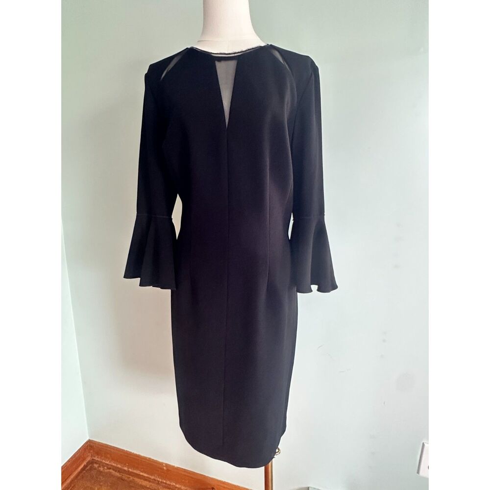 Elie Tahari NWT "Garcia Dress"Bell Sleeve Beaded Neck LBD Cocktail Dress Witchy